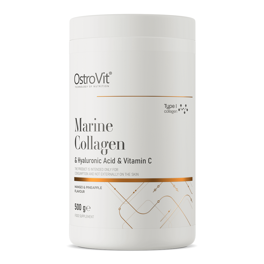 Колаген Marine Collagen + Hyaluronic Acid + Vitamin C OstroVit 500 г Манго - Ананас, фото 1
