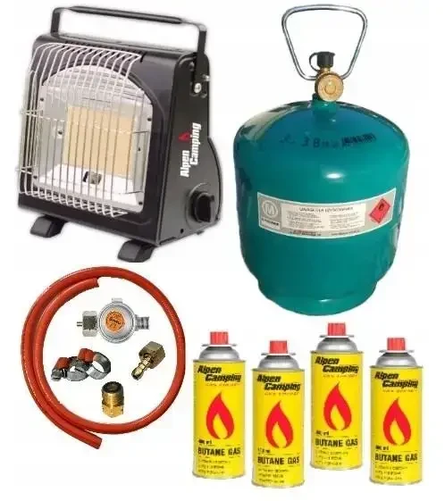 Газовий обігрівач Alpen Camping 2в1 + 4газа + балон 7л. з редуктором та шлангом, фото 1