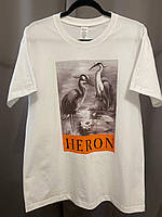 Мужская стильная брендовая футболка Heron Preston белого цвета с принтами Турецкое качество, размер:L
