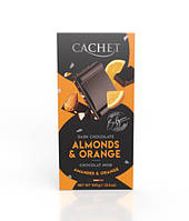 Шоколад Черный Cachet Almonds & Orange Кашет 57 % Какао с Апельсином и Миндалем 100 г Бельгия (опт 3 шт)