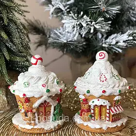 Новорічні фігурки з полістоуну Пряничний будиночок 13.5см, 2 дизайну