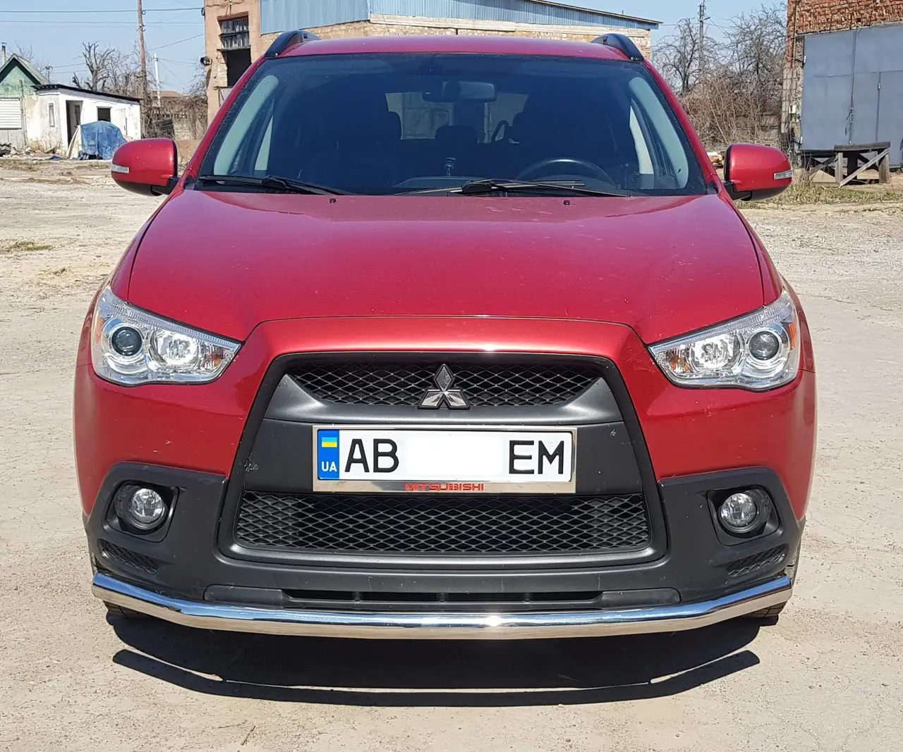 Захист переднього бампера (одинарна нержавіюча труба - одинарний ус) Mitsubishi ASX (10-12)