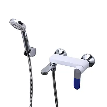 Змішувач для ванни Frap F3234 короткий литий вилив кольору глянецьовий білий/хром