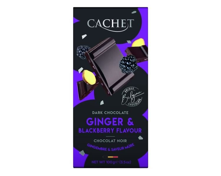 Шоколад чорний Cachet (Кашет) 57 % какао з ожиною і імбиром 100 г Бельгія (опт 3 шт), фото 1