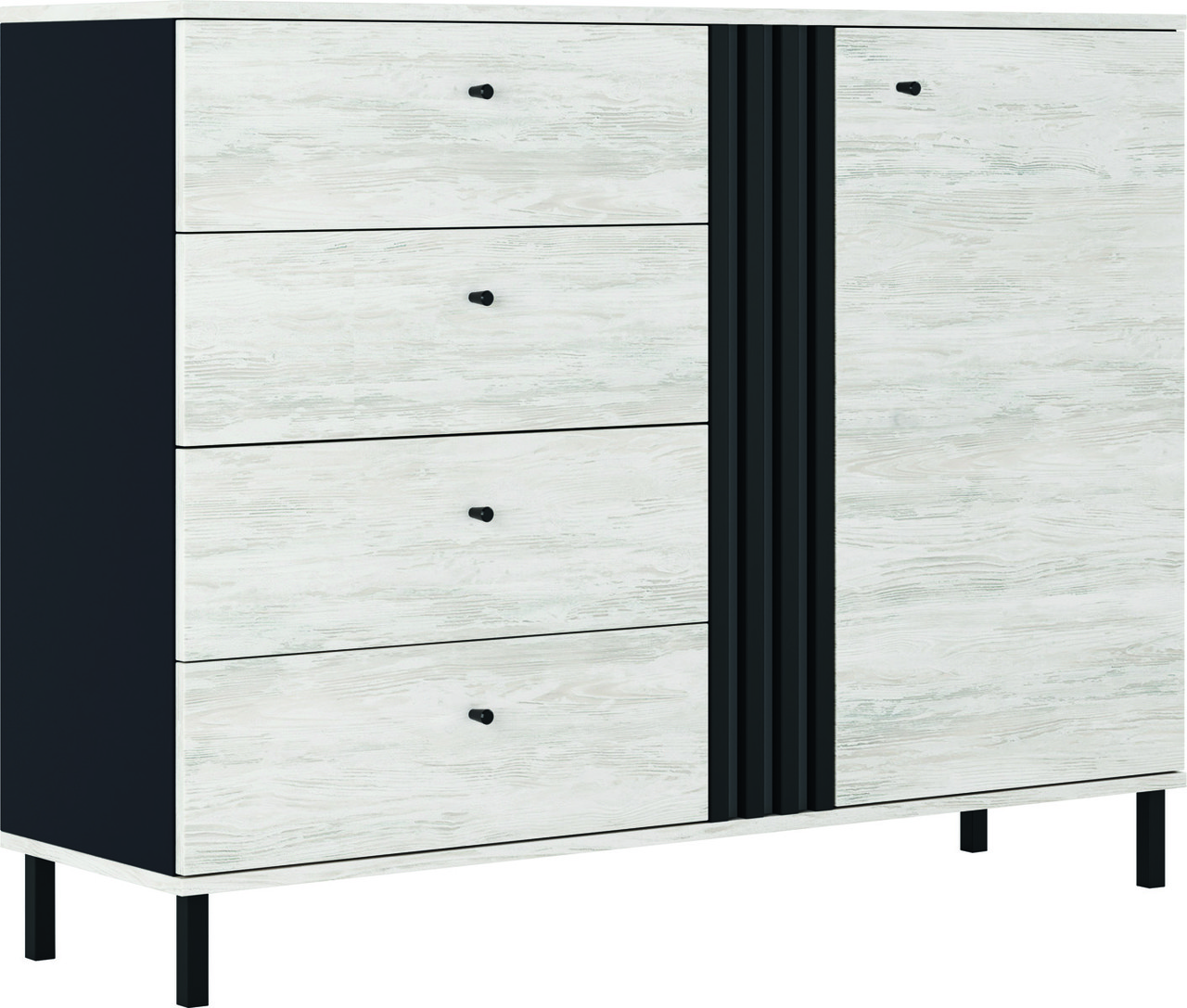 Комод 1Д 4Ш Тео Антрацит/Артвуд Сірий Світ Меблів, фото 1