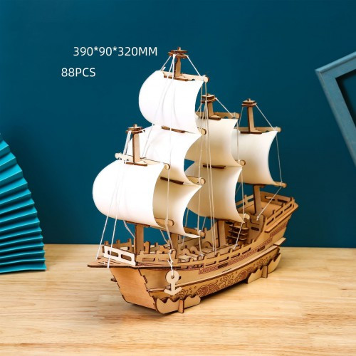 3D Дерев'яний Конструктор. Модель з  Вітрильниками Silk Ship