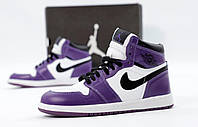 Зимние Женские Кроссовки Nike Air Jordan 1 Winter Purple White Black (Мех) 37