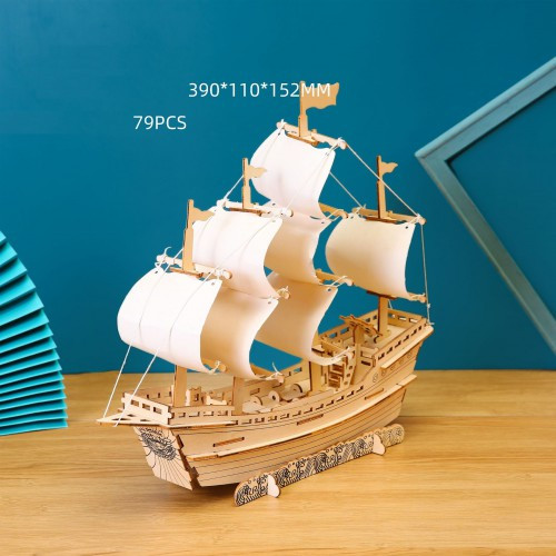 3D Дерев'яний Конструктор. Модель з  Вітрильниками Silk Ship