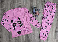 Детская пижама, интерлок, "Панда ", розовый, девочка