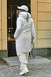 Зимова Куртка жіноча подовжена батал по коліно Чорна, Біла, фото 2