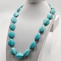 Буси бірюза пресована намистина ромб 30х25 мм довжина бус 64 см