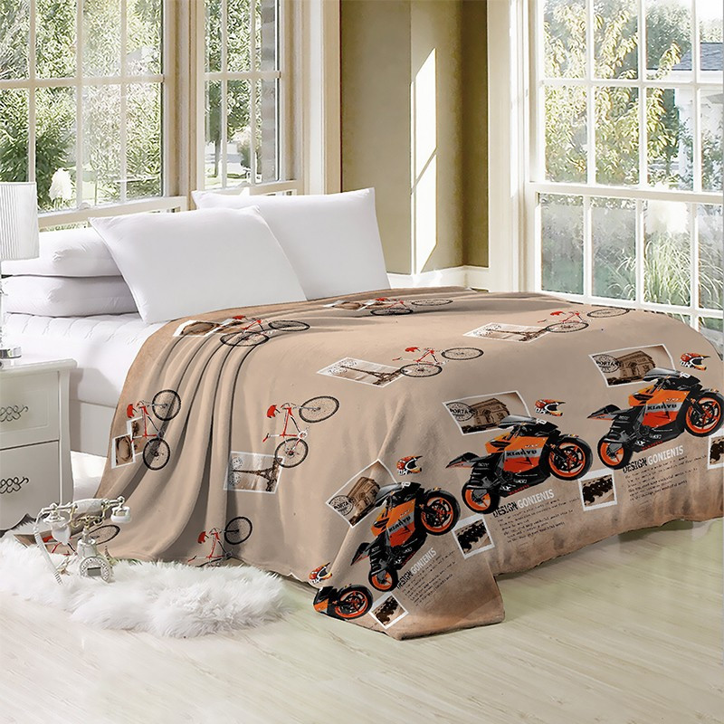 Плед-покривало 150х215 велсофт Мотоспорт, фото 1