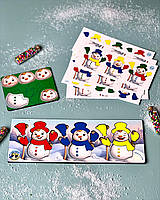 Деревянная игра с карточками "Веселые снеговики" | ТМ UBumblebees (ПСФ140)