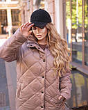 Куртка зимова жіноча батал стьобана з поясом, фото 5