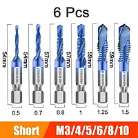 Набір 6 шт. M3-M10 Композитне Свердло Позначник HSS без коробки.