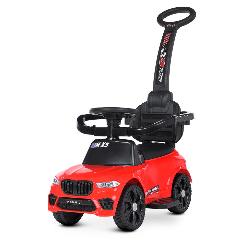 Каталка Толокар Bambi M 4848L-3 Червоний з батьківською ручкою та захисним бортиком