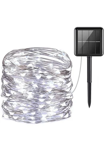 Гірлянда на сонячній батареї 11 м 100LED білий OF-12-білий, фото 1