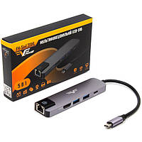 USB-хаб Type-C Frime 5-в-1 2*USB3.0, PD, HDMI, RJ45 Space Grey (FH-5in1.311HL)