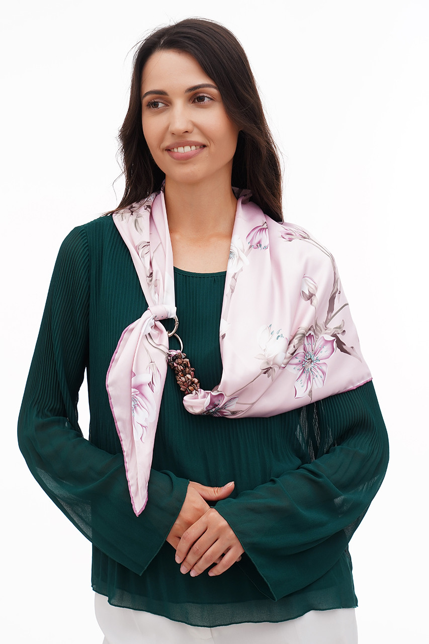 Дизайнерська хустка від бренда My Scarf, подарунок жінці, прикрашений натуральним аметистом