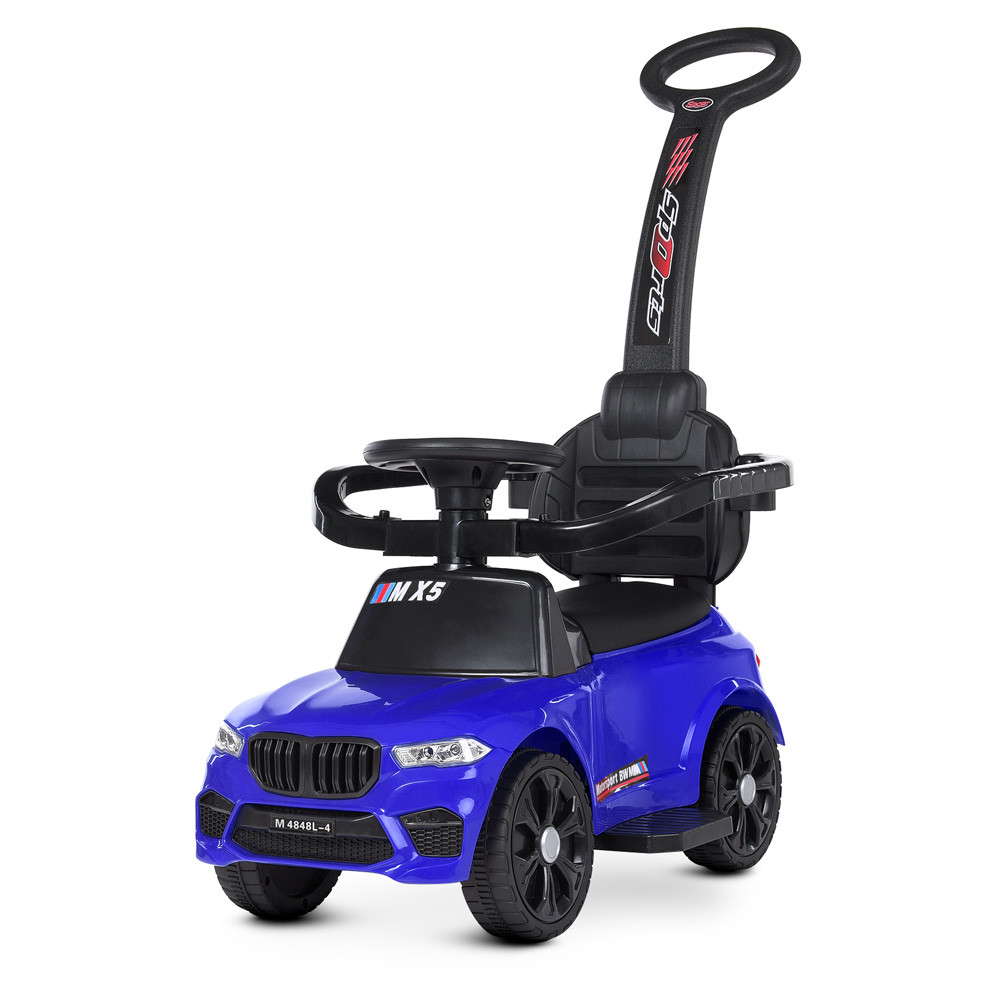 Каталка Толокар Bambi M 4848L-4 Синій з батьківською ручкою та захисним бортиком