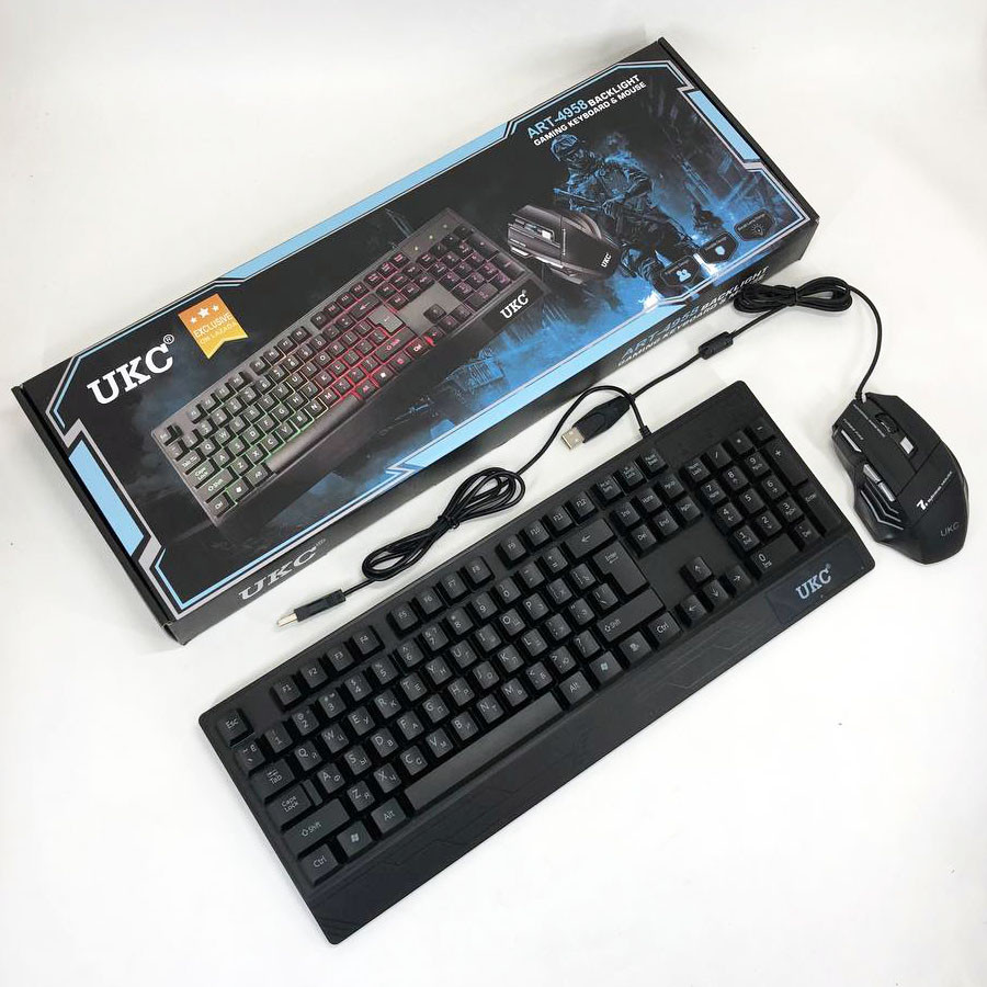 Клавіатура+мишка UKC з LED підсвічуванням від USB M-710, клавіатура ігрова з підсвічуванням UF-735 та мишкою, фото 1
