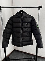 Куртка зимняя Stone Island пуховик мужской черный теплый модный с капюшоном стоун айленд