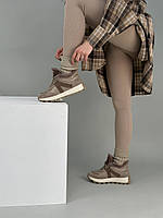 Кросівки жіночі шкіряні бежеві зі вставками замші зимові высокое качество Размер 37