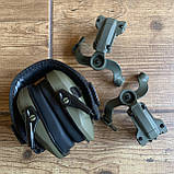 Балістичний тактичний шолом NTS Fast USA NIJ IIIA олива з навушниками та чебурашками S, фото 6