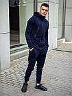 Чоловічий зимовий спортивний костюм хакі однотонний з капюшоном теплий на флісі, фото 8