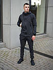 Чоловічий зимовий спортивний костюм хакі однотонний з капюшоном теплий на флісі, фото 6