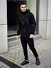 Чоловічий зимовий спортивний костюм хакі однотонний з капюшоном теплий на флісі, фото 4