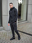 Чоловічий зимовий спортивний костюм хакі однотонний з капюшоном теплий на флісі, фото 3
