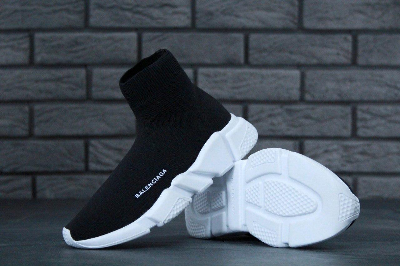 Жіночі та Чоловічі кросівки Balenciaga Speed Trainer Black White кросівки носки баленсіага чорно-білі тектсильні