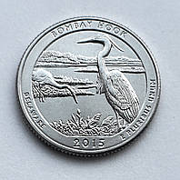 США 25 центів (квотер) 2015, 29 Парк "Національний заповідник Бомбей Хук". Штат Делавер. UNC