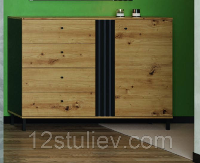 Комод 1Д 4Ш Тео Антрацит/Арізан Світ Меблів, фото 1