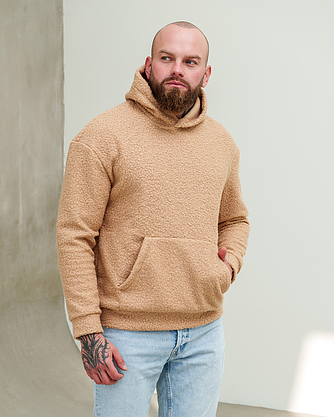 Чоловіче худі з капюшоном для зими, Чоловіче худі тепле зимове стильне м'яке з кишенею на хлопця чоловіка, фото 2