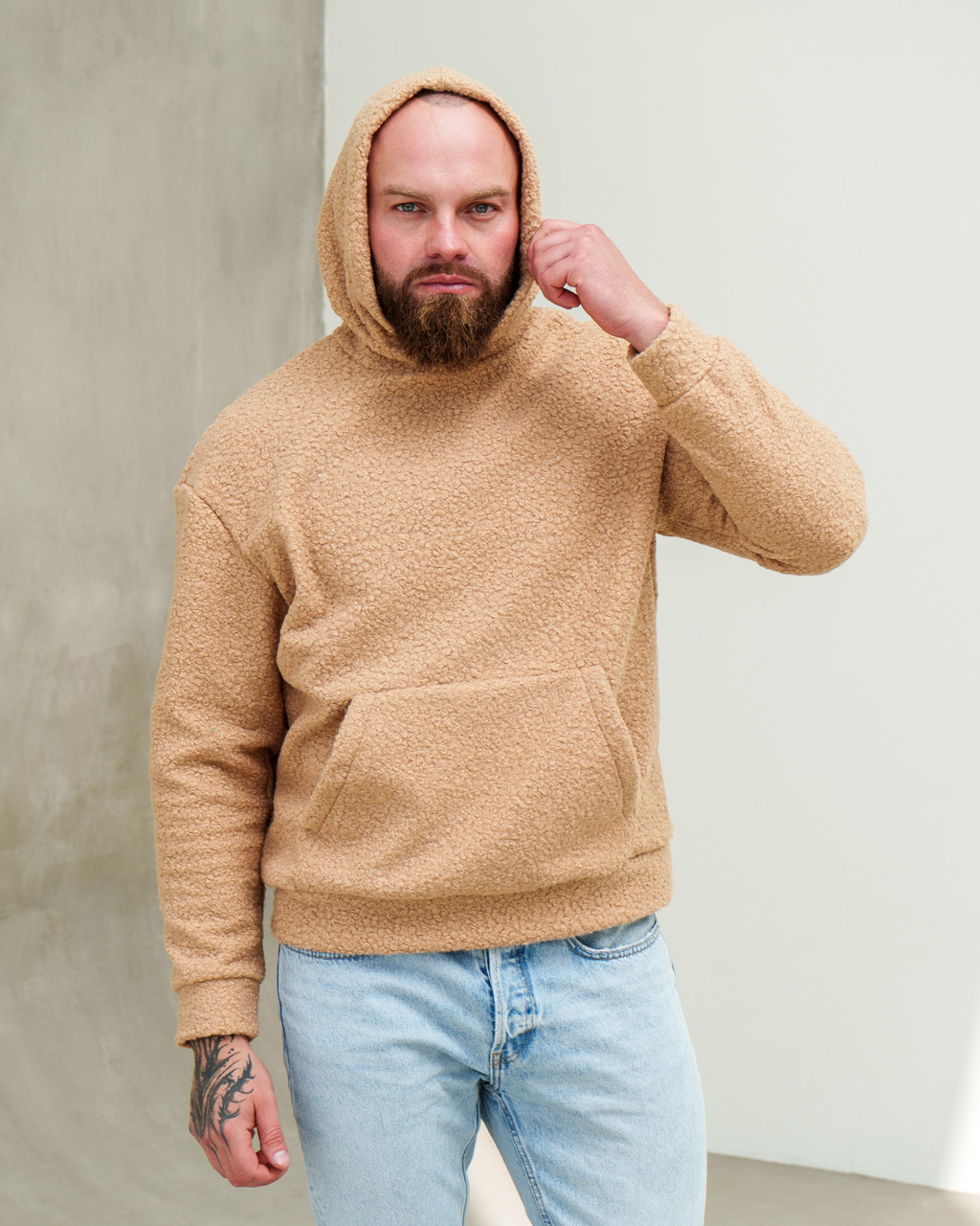 Чоловіче худі з капюшоном для зими, Чоловіче худі тепле зимове стильне м'яке з кишенею на хлопця чоловіка