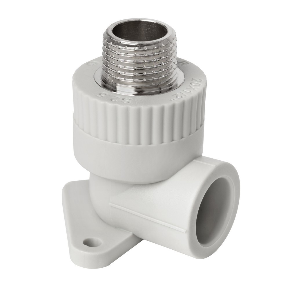 Кутник 90° з зовнішньою різьбою ITAL 20 мм х 1/2" з настінним кріпленням, фото 1