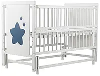 Кровать детская на маятнике белая Детская кроватка для новорожденных белая маятник откидной бок