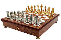 Шахматная доска с выдвижным ящиком и традиционными фигурами "Staunton" от итальянского бренда Italfama