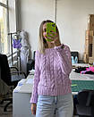 Теплий в'язаний жіночий светер бузковий, фото 3