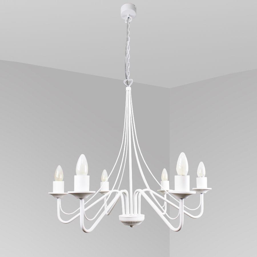 Люстра на ланцюзі 6 патронів Е27 білий метал 70х160 см