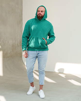 Чоловіче худі тепле зимове з капюшоном однотонне, Чоловіче худі тепле зимове повсякденне модне на чоловіка, фото 4