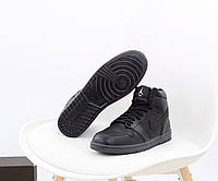 Зимние Мужские Кроссовки Nike Air Jordan 1 Winter Black (Мех) 42