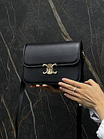 Женская сумка Celine Teen Triomphe Bag in Shiny Calfskin Black