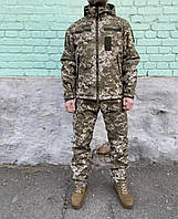 Военный пиксельный костюм тактический камуфляжная форма для ВСУ софтшел демисезон пиксель Toyvoo Військовий