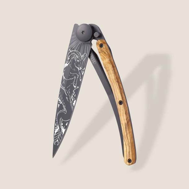 Ніж складний з тату DEEJO 37G Olive Wood / Capricorn (1GB000179)