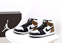 Зимние Женские Кроссовки Nike Air Jordan 1 Winter Brown White Black (Мех) 37