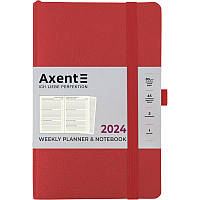 Еженедельник датированный 2024 Axent Partner Soft Skin 125 х 195 разные цвета красный