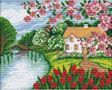 Алмазна мозаїка "Country House"  5D,  round 61.3x50.2cm